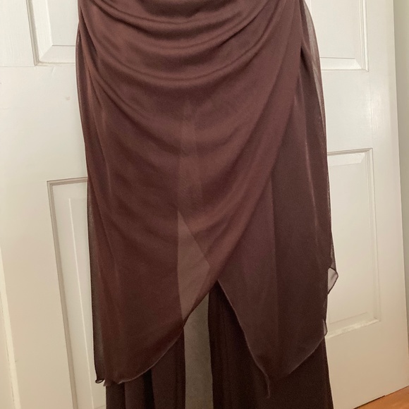 Boston Proper Brown Shirred Overlay Jumpsuit NEW Size 14 - Picture 2 of 16